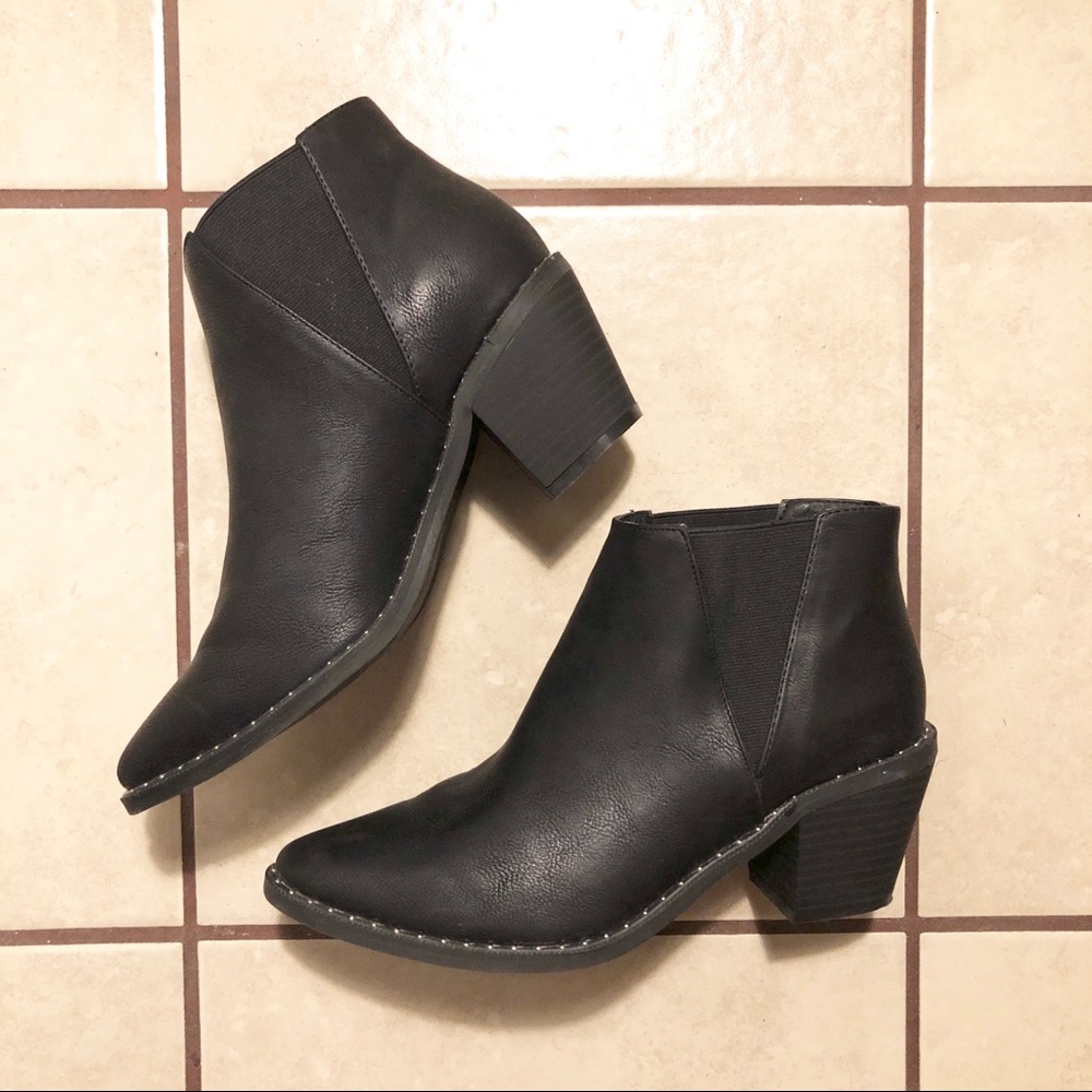 Black Ankle Boot with Silver Embellishment